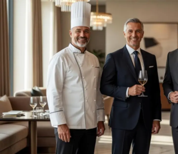 Tapasztalt séfek, sommelier és szervezők portréja egy elegáns budapesti étterem és privát poker club csapatából.