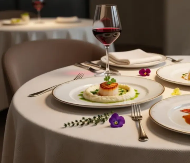 Elegánsan tálalt gourmet fogás egy budapesti fine dining étteremben